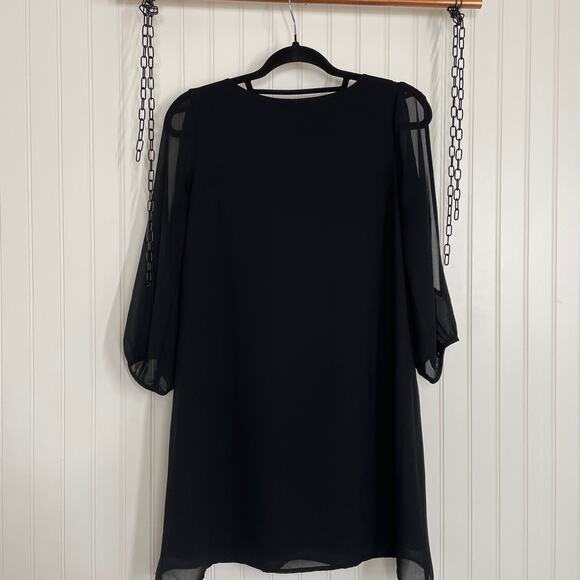 Lulus Womens Shifting Dears Black Long Sleeve V-Neck Mini Dress Size Small - Picture 5 of 7